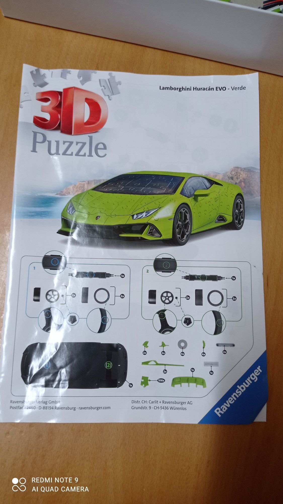 Puzzle 3D Lamborghini Huracán Evo- Verde