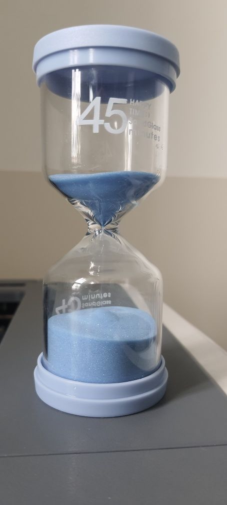 Zegar piaskowy klepsydra 45 min minut Prezent dla nauczycielki błękit