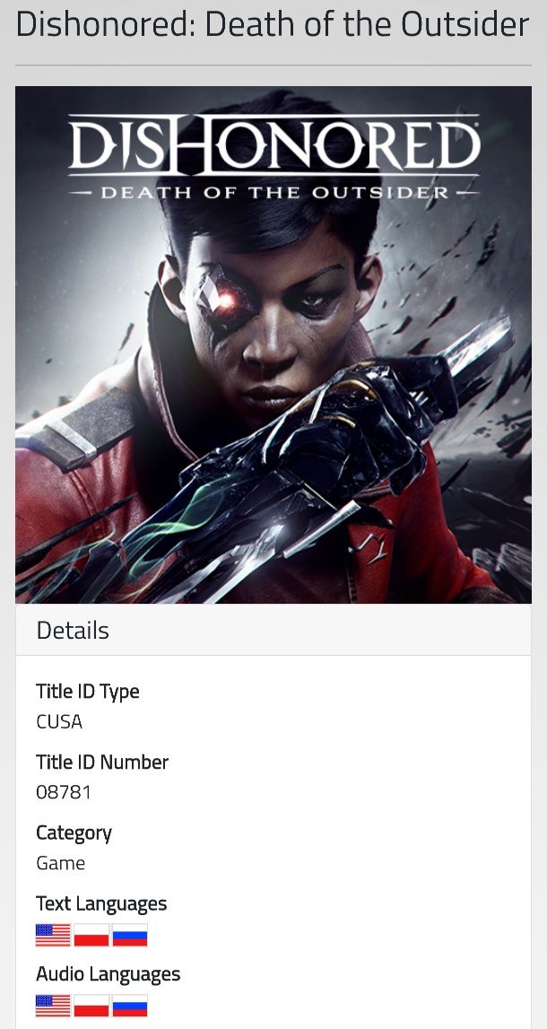 Dishonored DOTO PL Dubbing po polsku BDB stan Komplet 3xPL PS4 + PS5