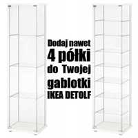 Dodatkowa półka do gablotki IKEA Detolf + Uchwyty montażowe