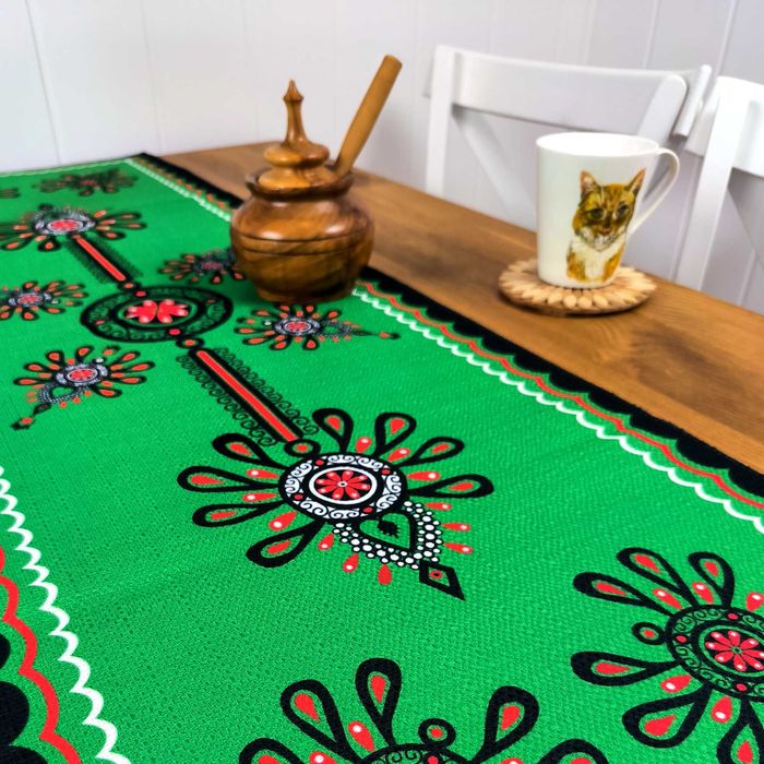 Folkowy Bieżnik na Stół 120x40 cm – Polski Produkt, Laserowy Nadruk