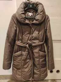 Płaszcz kurtka zimowa pikowana damska SOLAR r. 36 z kapturem i paskiem