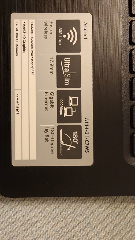 Laptop Acer Aspire A114-31-C7W5 Windows 10 pro
