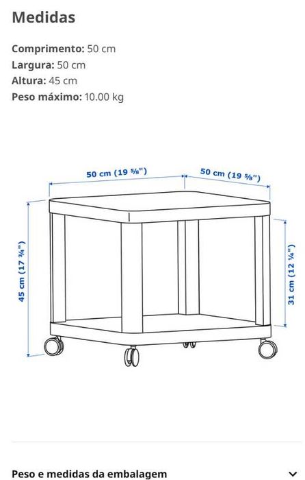Mesa de apoio com rodízios Tingby IKEA