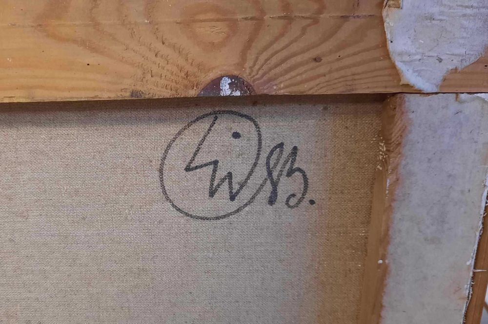Abstrakcja Nuty Sygnowany Obraz Olejny na Płótnie 1983 r.