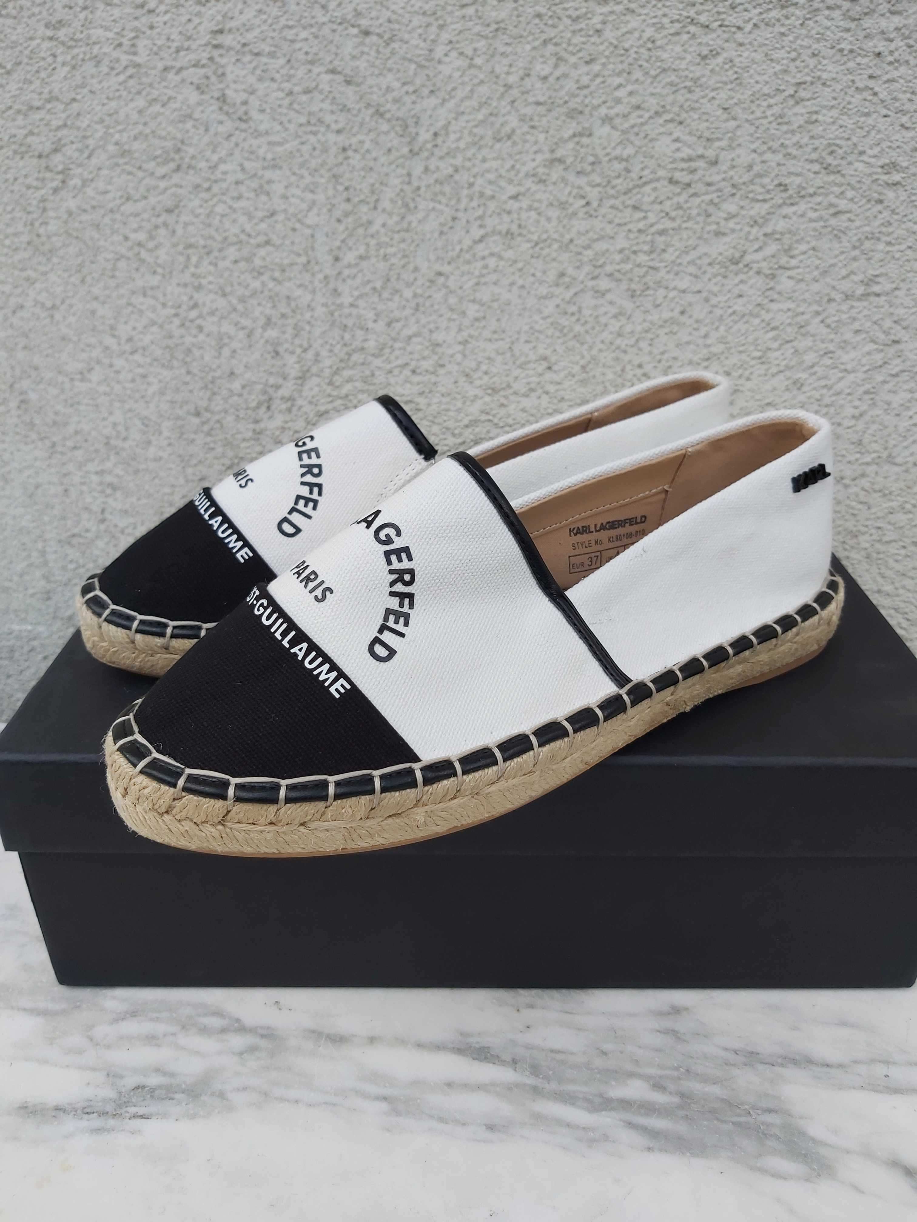 Nowe espadryle KARL LAGERFELD biale mokasyny trampki 37