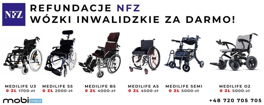 Wózki inwalidzkie elektryczne ZA DARMO REFUNDACJA NFZ Wózek inwalidzki