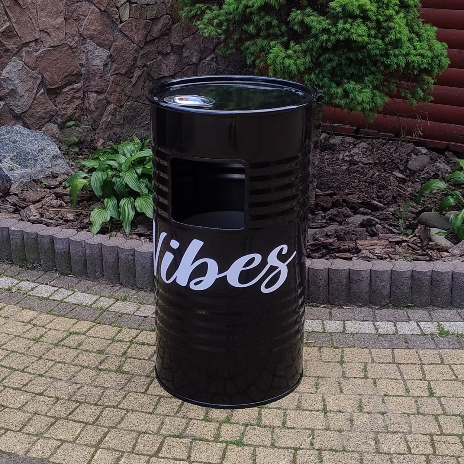 Урна попільничка, смітник 100л у формі бочки з вашим логотипо