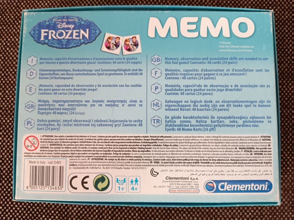 Gra dla dzieci MEMO FROZEN Clementoni 4+