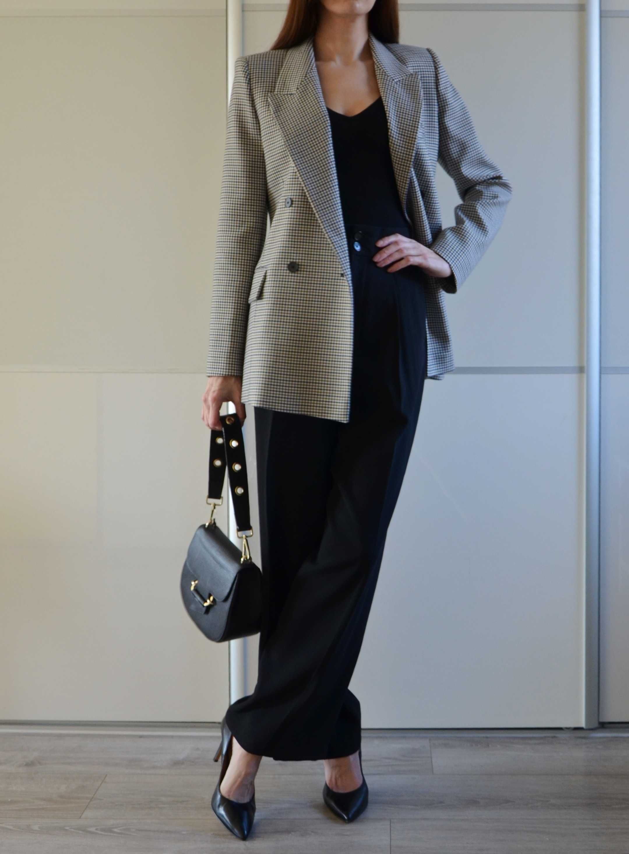 Zara marynarka w kratkę kratka pepitka blezer old money 36 S