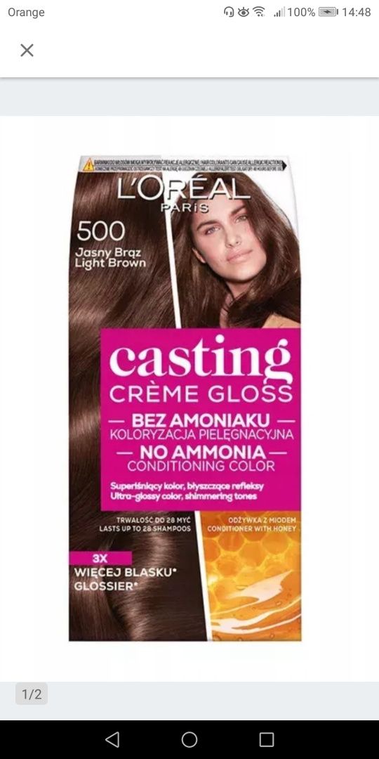 Szampon koloryzujący Loreal Casting Crem Gloss Jasny brąz