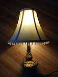 PIĘKNA! Lampa stołowa nocna mosiężna z abażurem, unikatowa