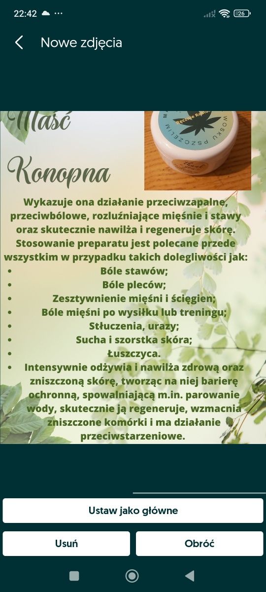 Maść konopna 100%naturalna 30 ml