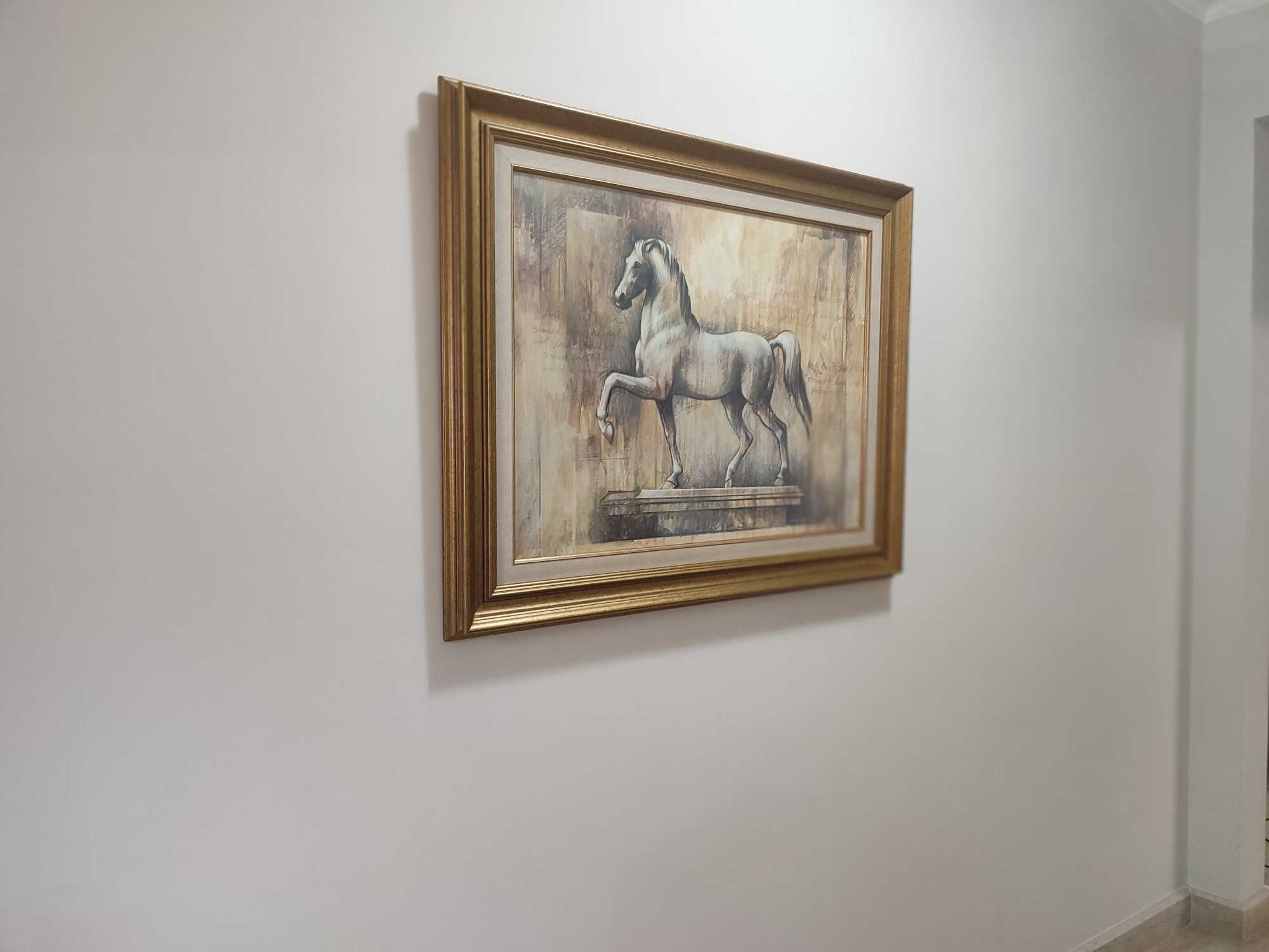 Quadro dourado cavalo 100x80cm