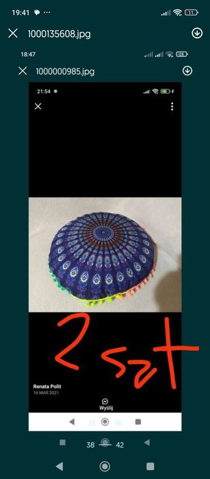 Zestaw 8 szt poduszka mandala joga medytacja 45 cm łuska gryczana