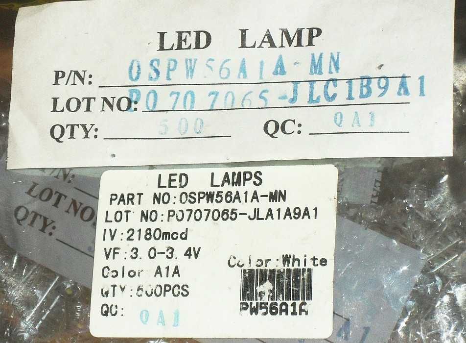 LED 4.8 mm biała zimna 100°; 2.2 cd (5 lm) 20 mA; OSPW56A1A-MN, 10 szt
