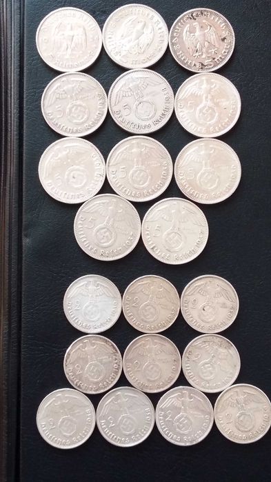 5 marek 2 marki 1934 , 1936 , 37 , 38 , 1939