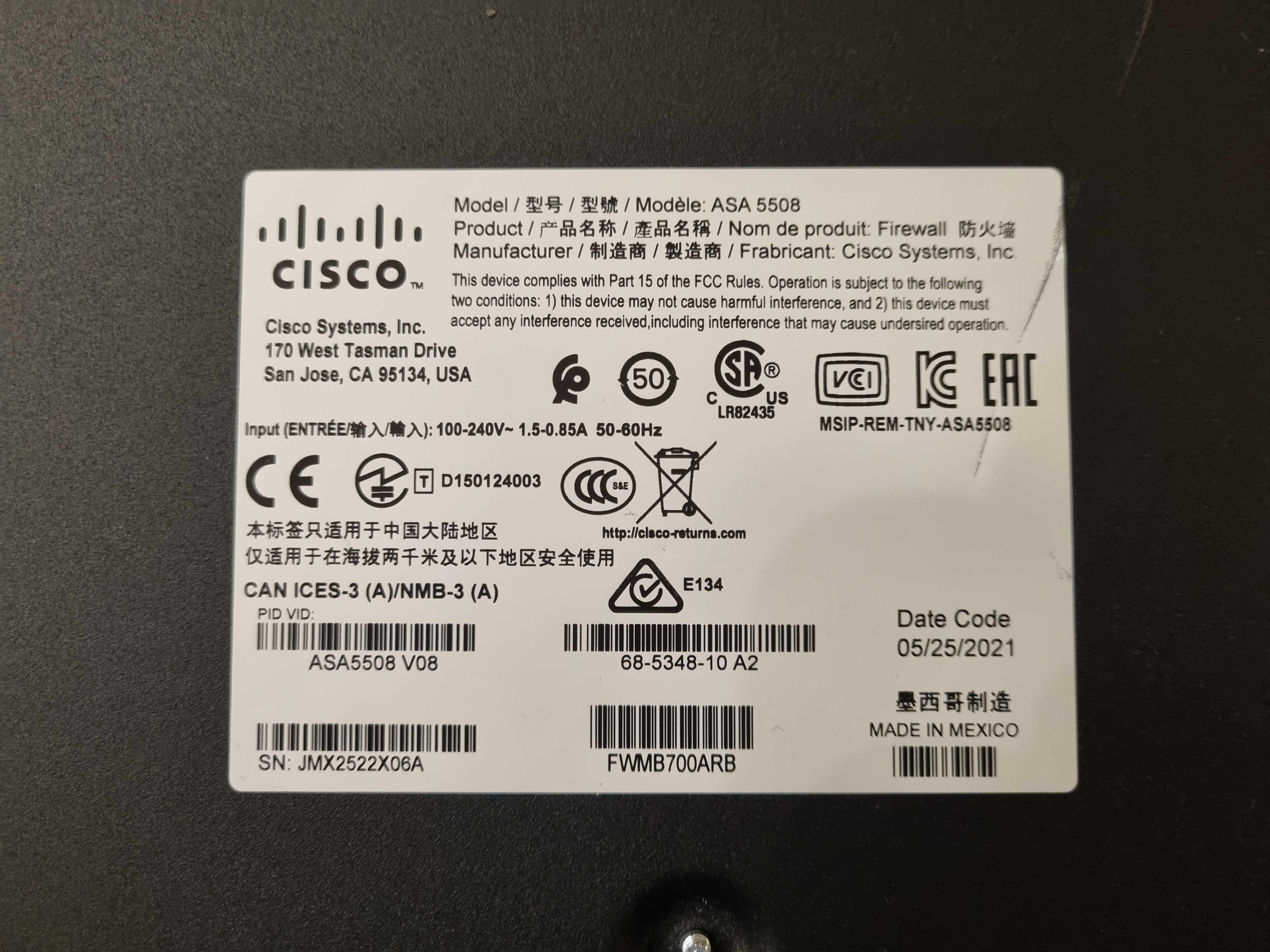 Cisco Firewall ASA5508 V08