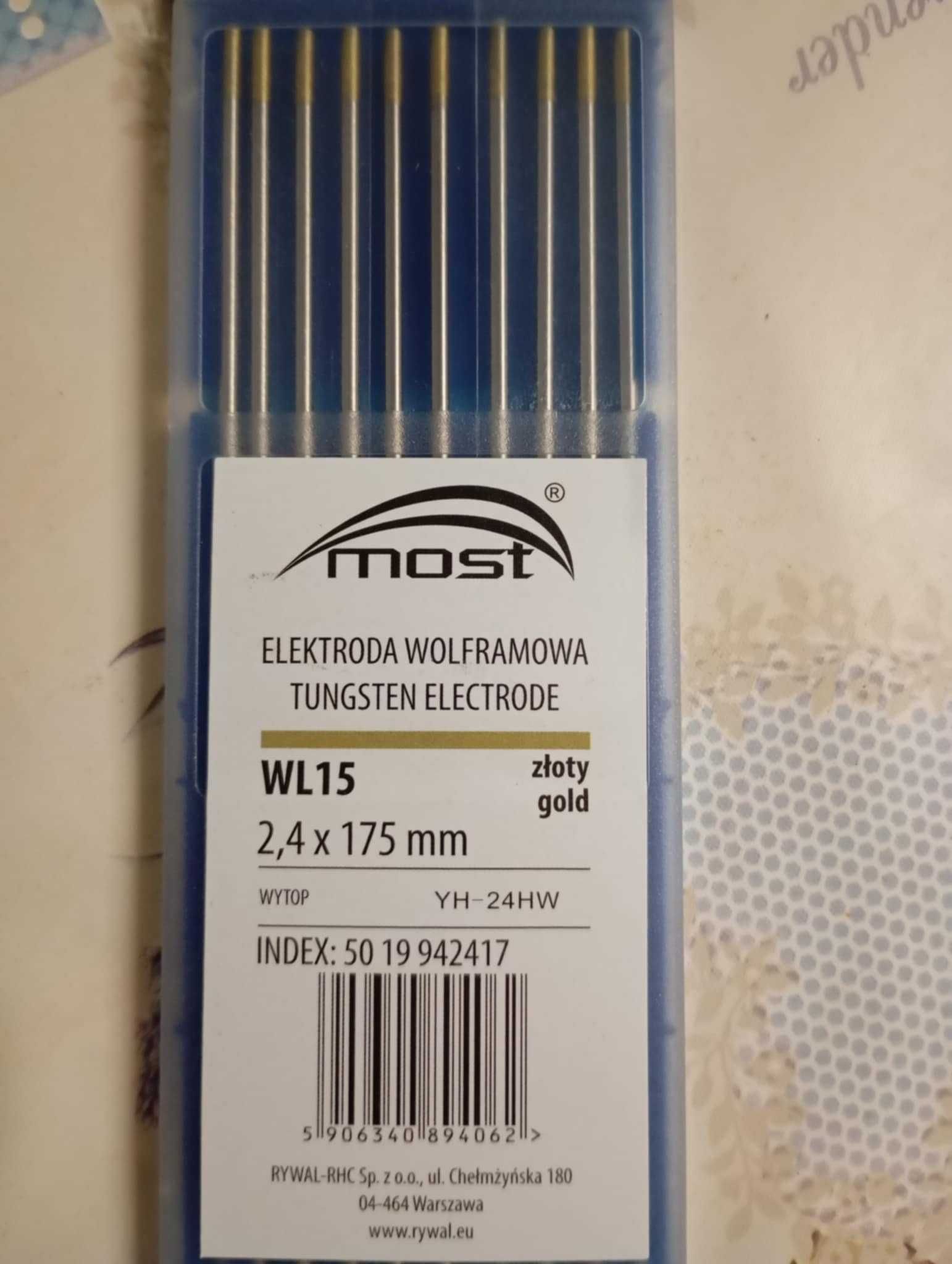 Elektroda Wolframowa Most WL15 2,4x175mm złota (26 sztuk)