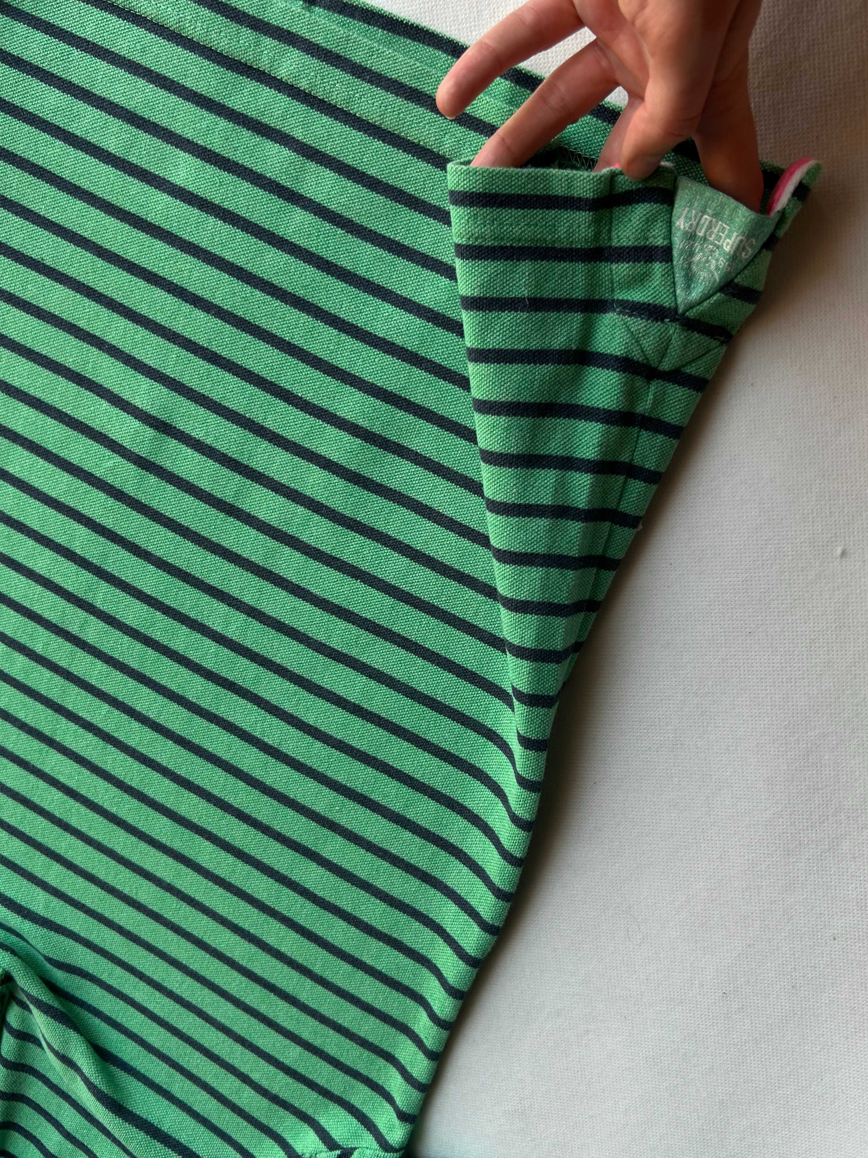 SuperDry _ Zielona koszulka polo w paski rozmiar M