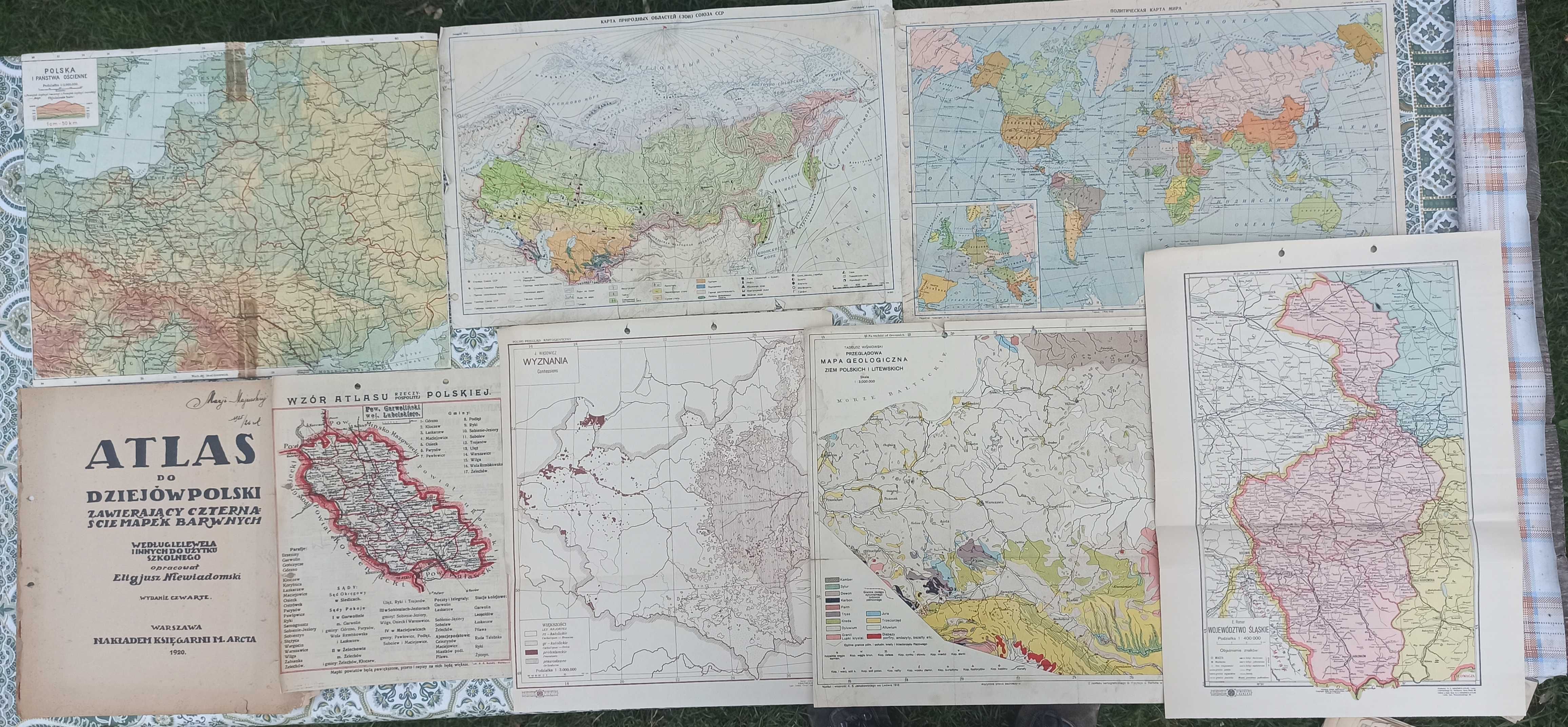 Stare przedwojenne mapy z ksiązek, atlasów, gazet