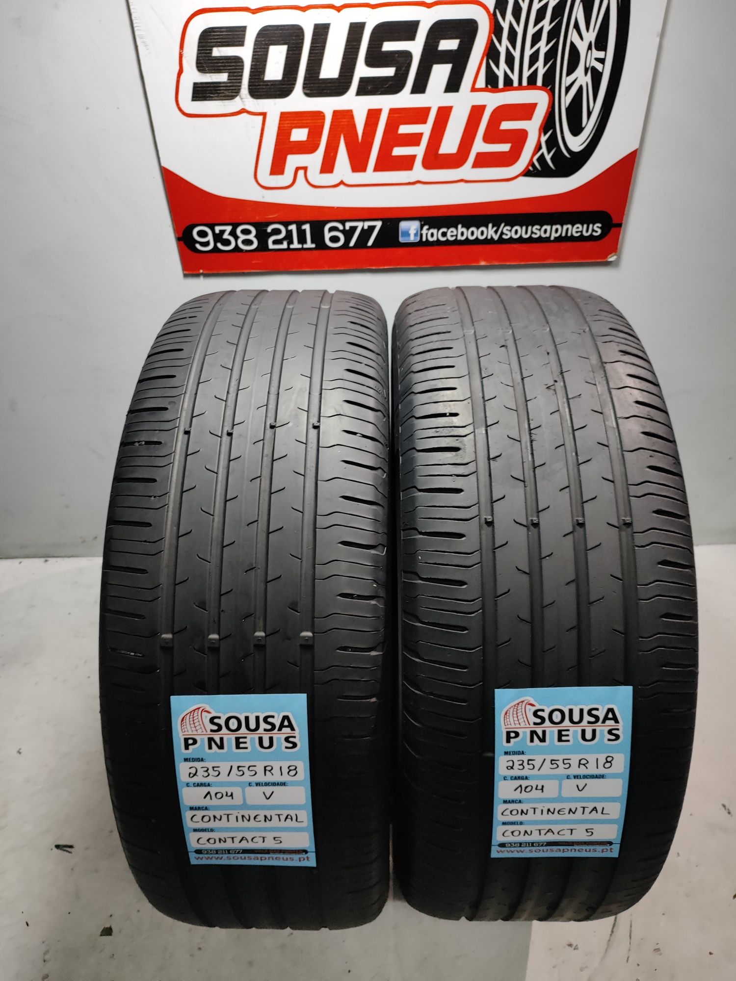 2 Pneus semi novos Continental contact 5 235/55R18  Oferta dos Po