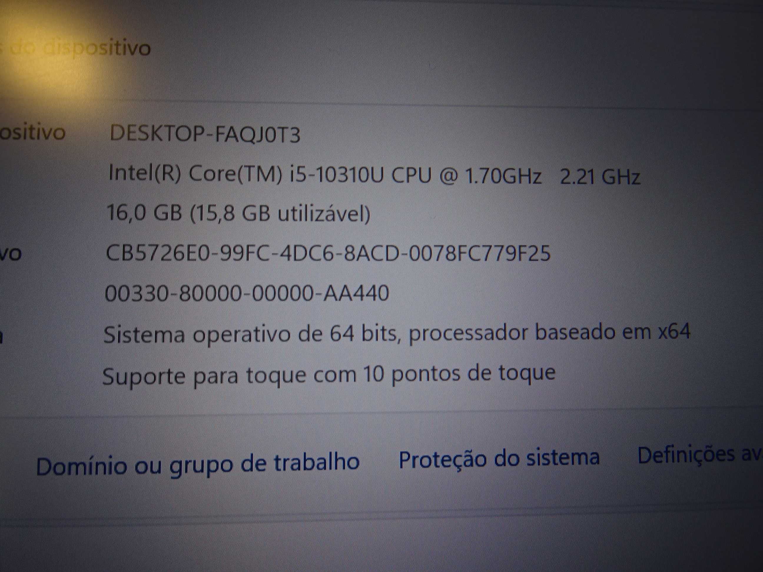 Portátil Lenovo ThinkPad T14 G1-FHD Touch, i5-10ª ger. Garantia