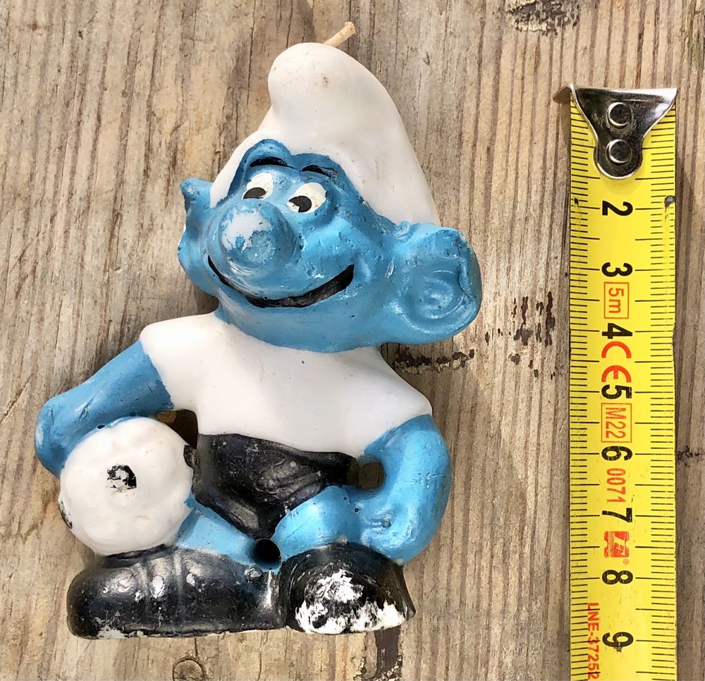 Stara NOWA świeczka SMERF piłkarz futbol retro piłka nożna figurka vtg