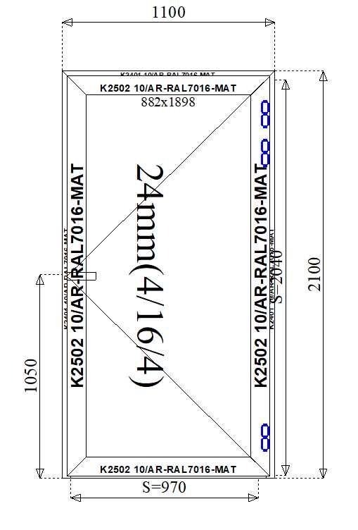 Drzwi aluminiowe przeszklone 1100 x 2100  od producenta na wymiar