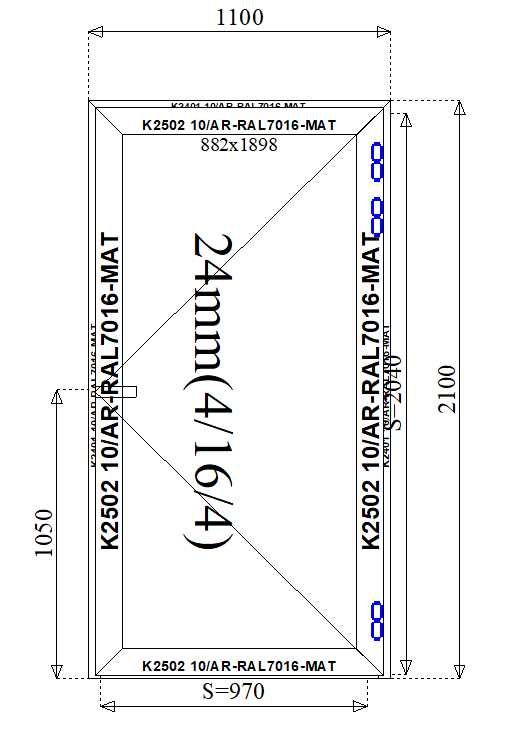 Drzwi aluminiowe przeszklone - od producenta - 1100 x 2100