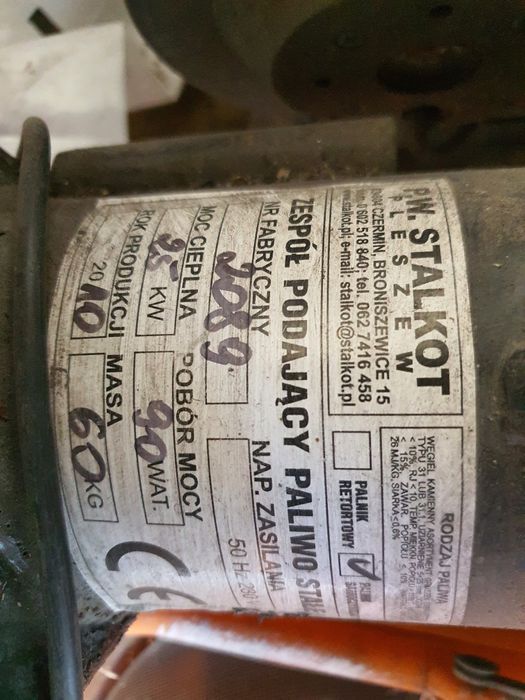 Sprzedam części do  pieca z podajnikiem na ekogroszek 19Kw z Pleszewa.