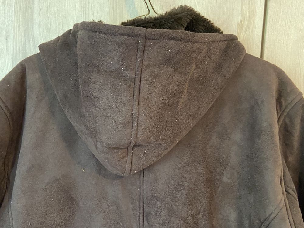 Authentic clothing company 44 brązowy kożuch z kapturem ekoskóra damsk