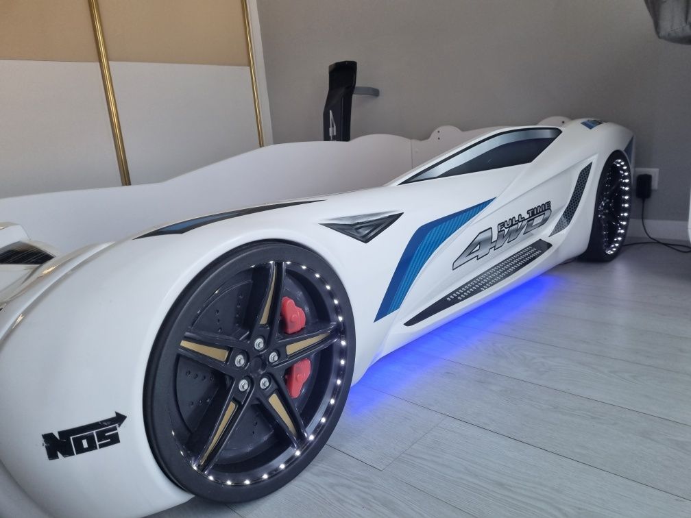 cama carro 90x190 com leds e música + colchão