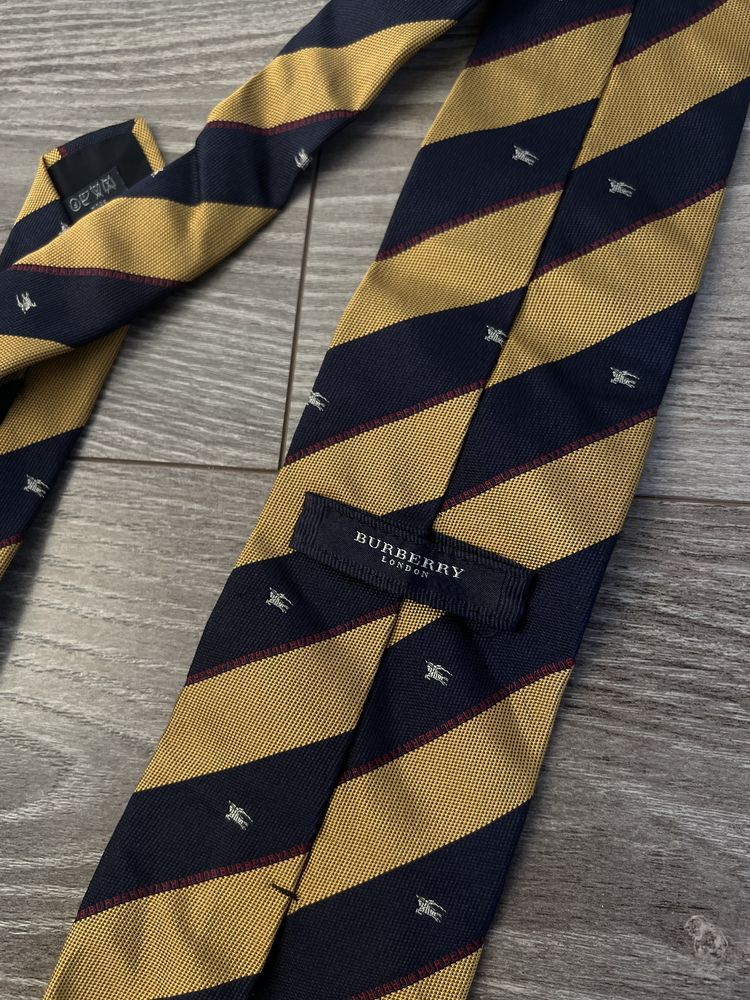 Krawat Vintage Burberry Monogram Big logo Knit 100% Silk