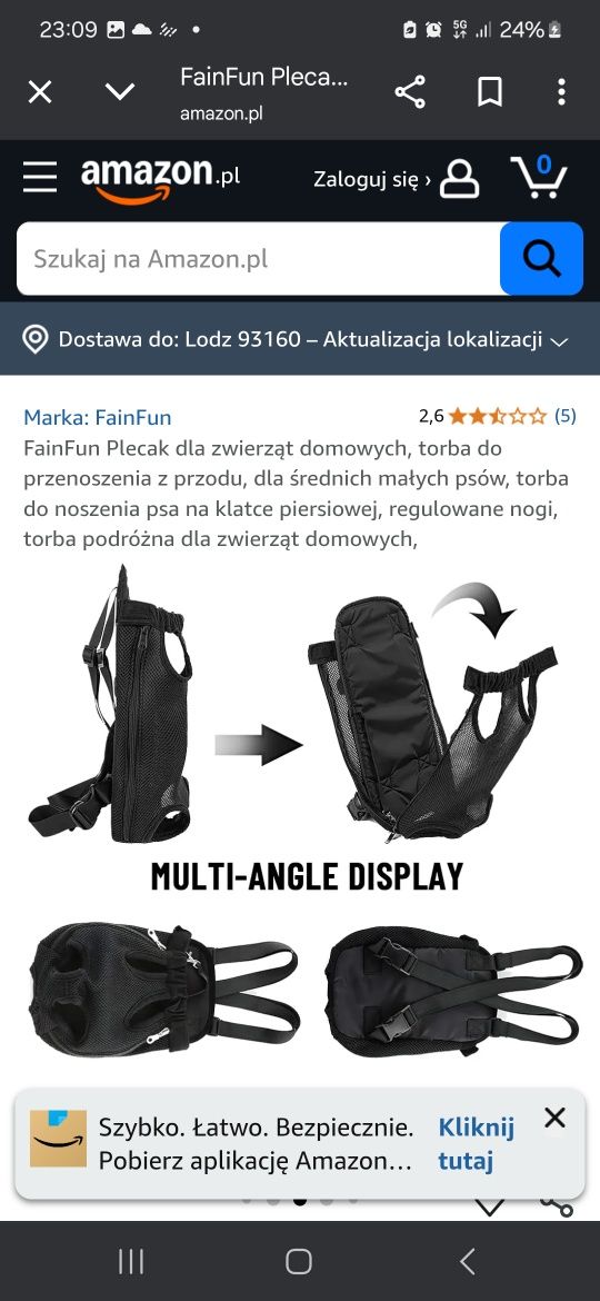 Plecak dla psa/kota fainfun m