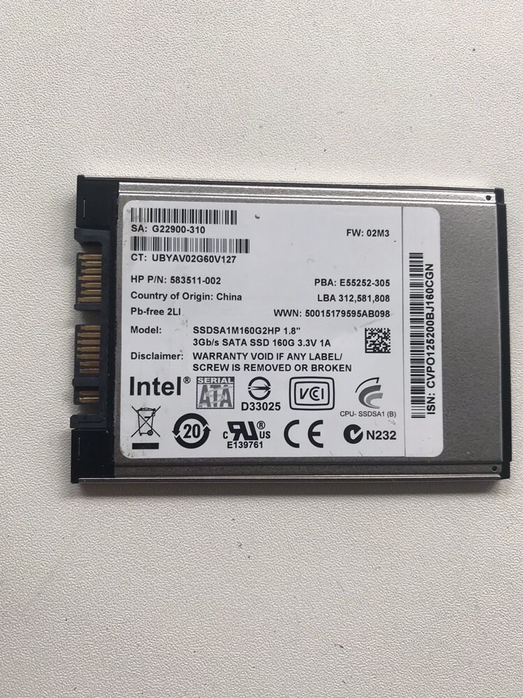 Жесткий диск ssd 160GB 3GB/s MLC Micro SATA 1.8"