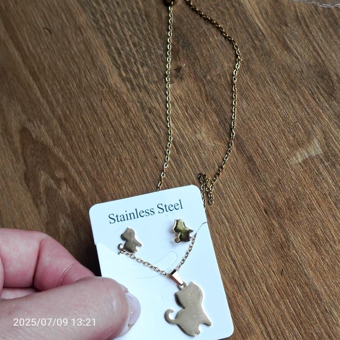 Nowy komplet stal nierdzewna kolczyki plus kolczyki kotki