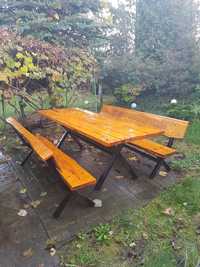 Zestaw mebli ogrodowych stół biesiadny ławki