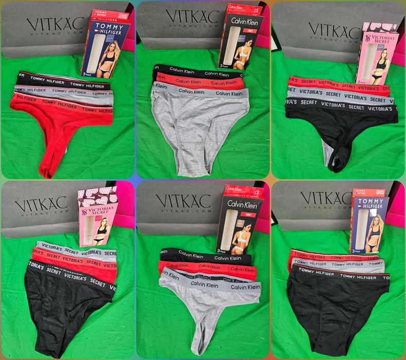3pak Majtki Stringi Komplet Damskie Calvin Tommy Figi Victoria
