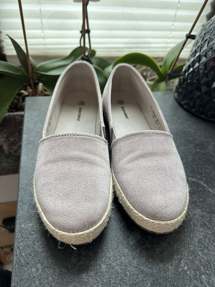 Nowe buty espadryle damskie wkładane wsuwane 38 fioletowe boho zamsz