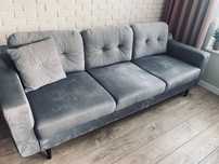 Sofa Puszman Olsen szary welur - szybki odbiór