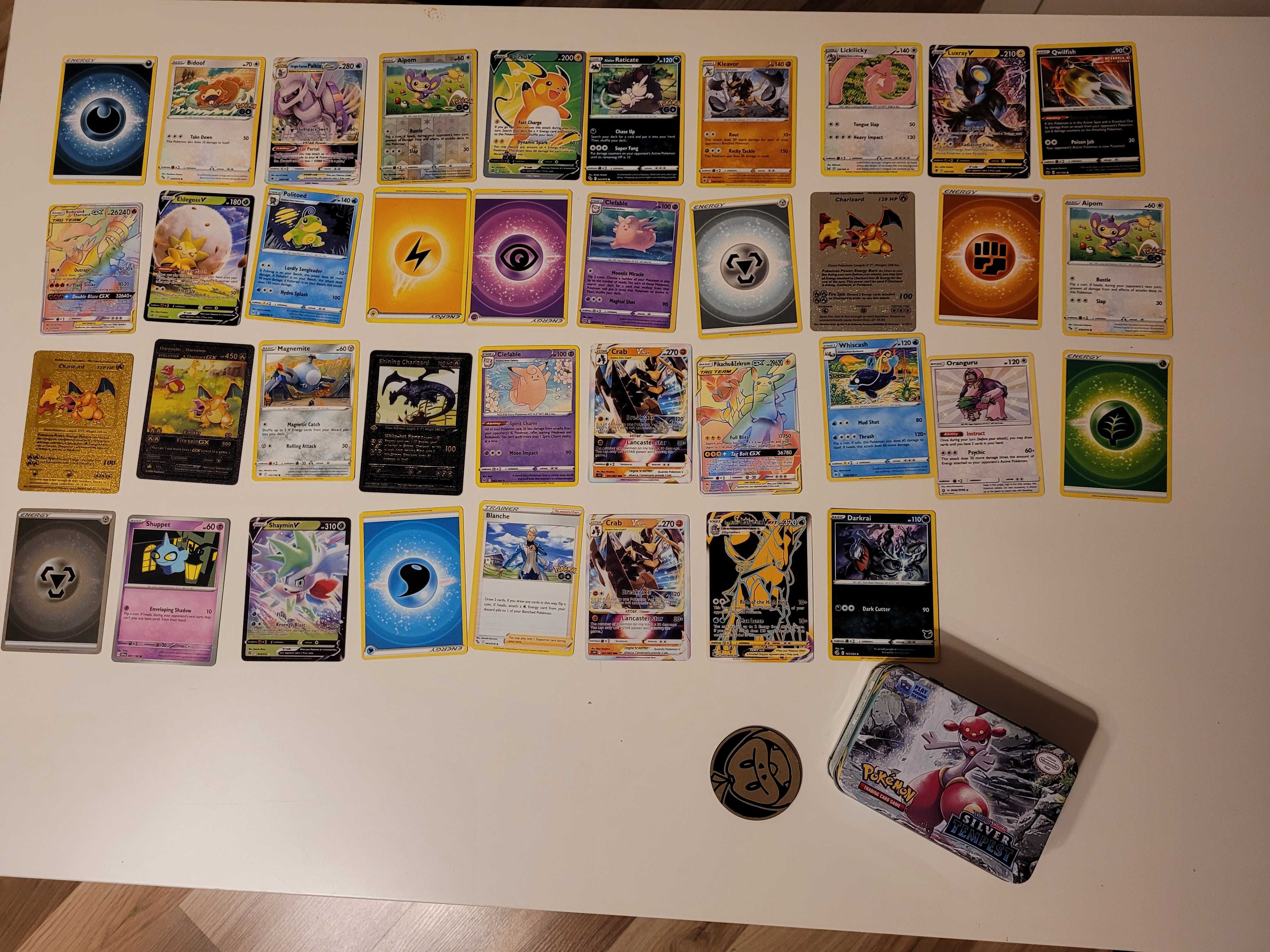 38 kart Pokemon + pudełko