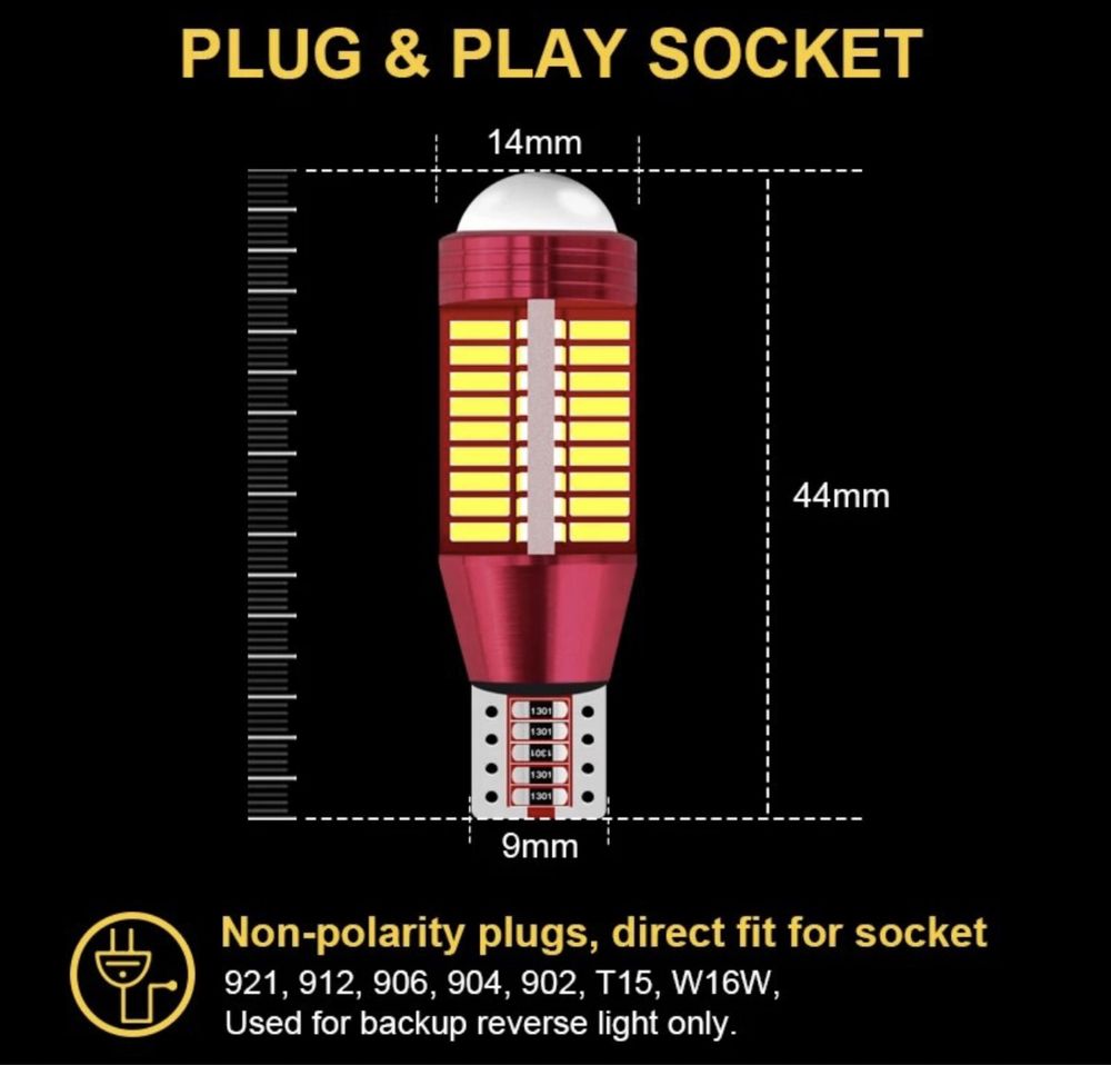 Нові Led лампи T15 w16w лед на задній хід +300%