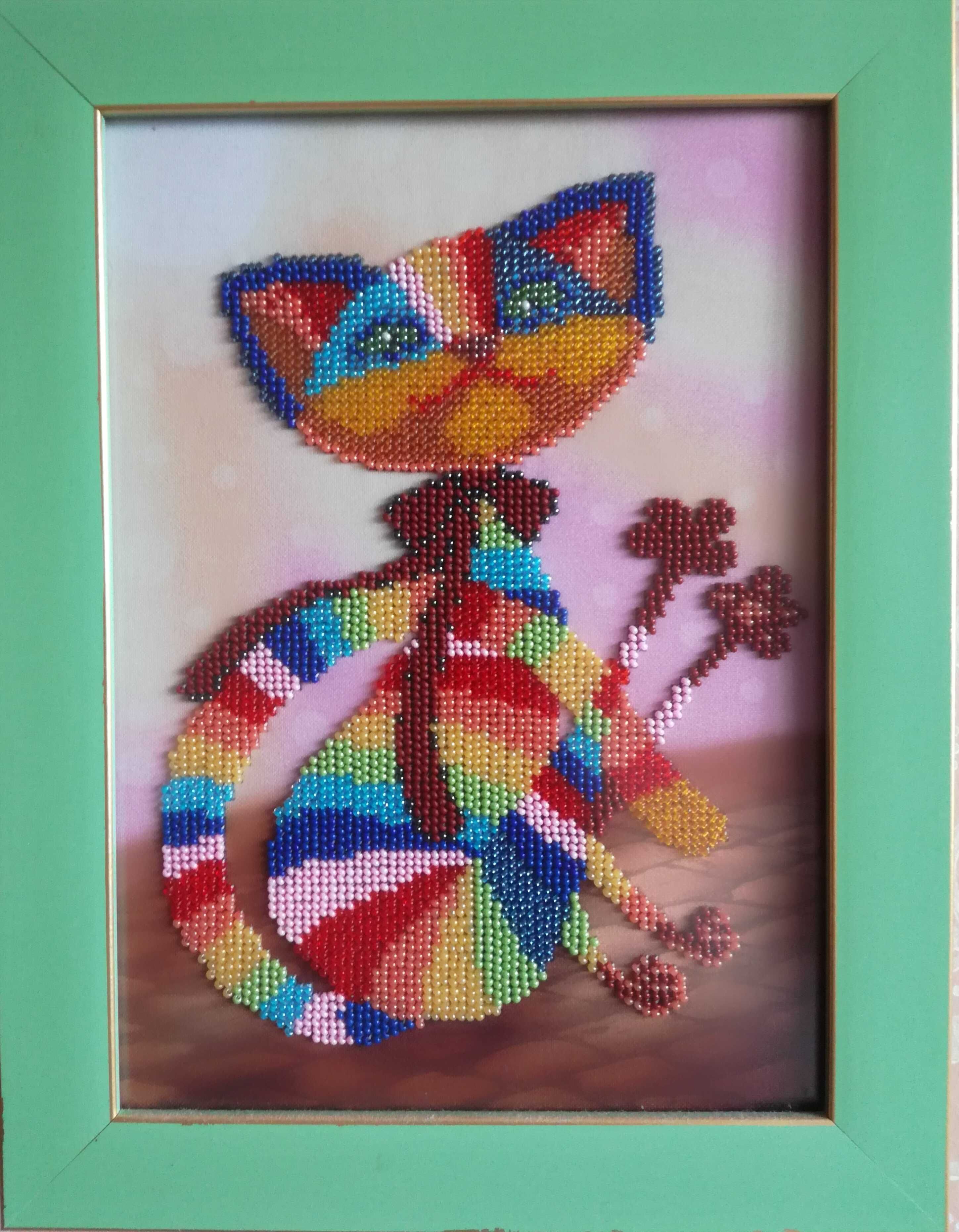 Картины вышитые чешским бисером с котиками