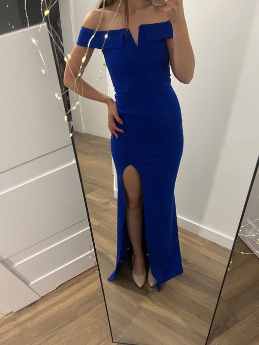 Sukienka maxi studniówka wesele niebieska XS