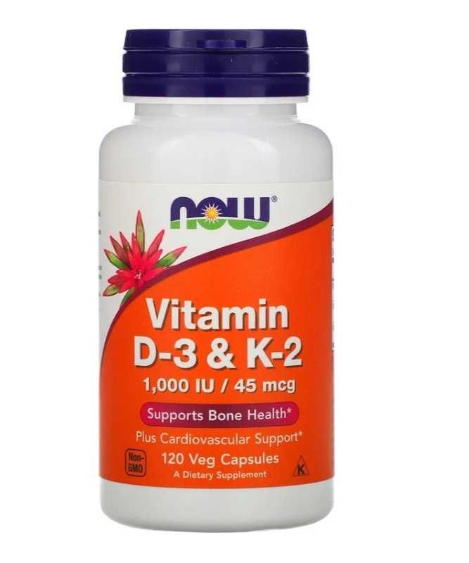 NOW Foods, витамины D3 и K2, Д3 і К2, 120 капсул