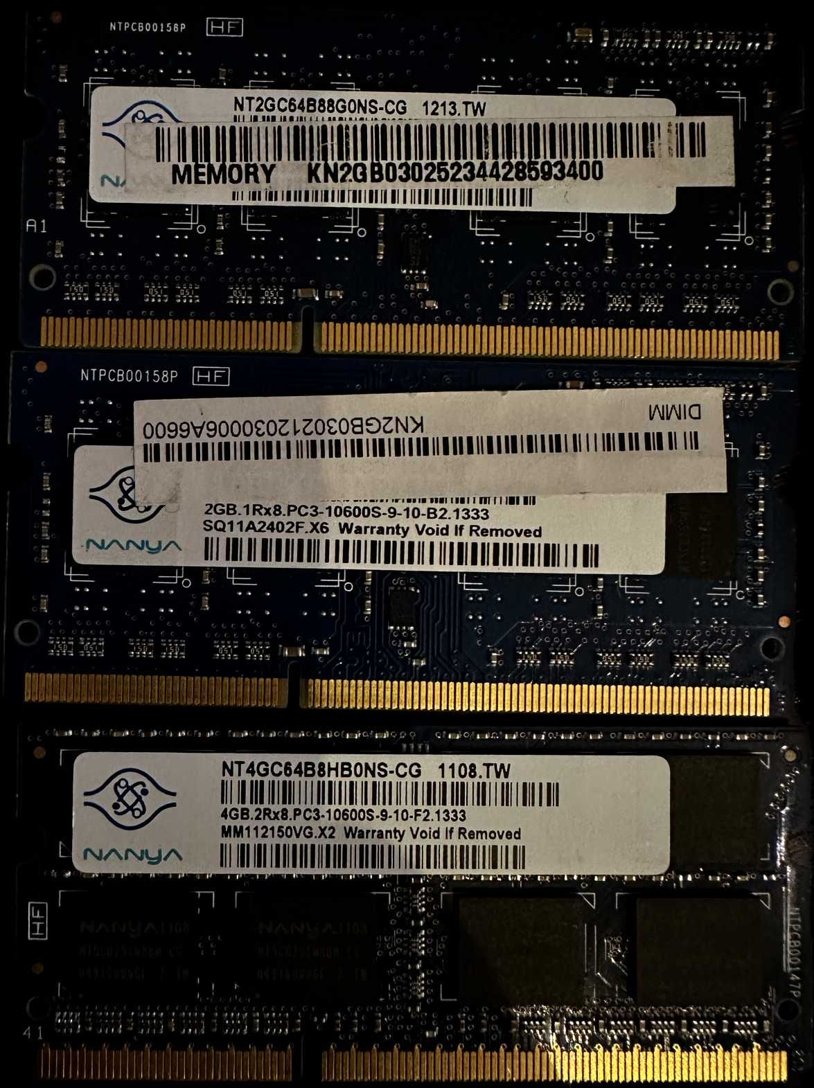 PAMIĘĆ DDR3 SODIMM 1333MHz NANYA [2 x 2 GB] i [1 x 1 GB] sprawne