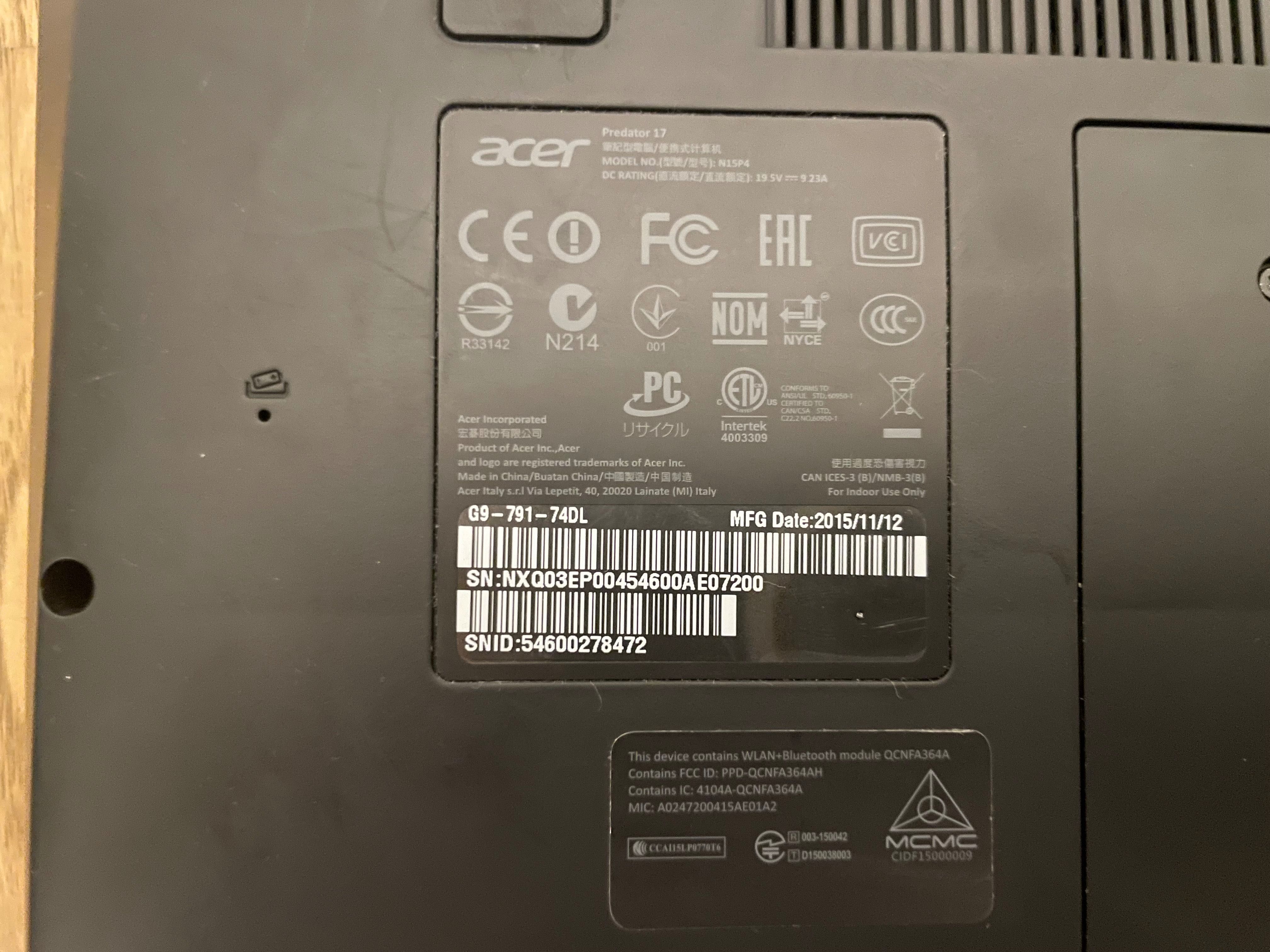Acer Predator 17 G9-791