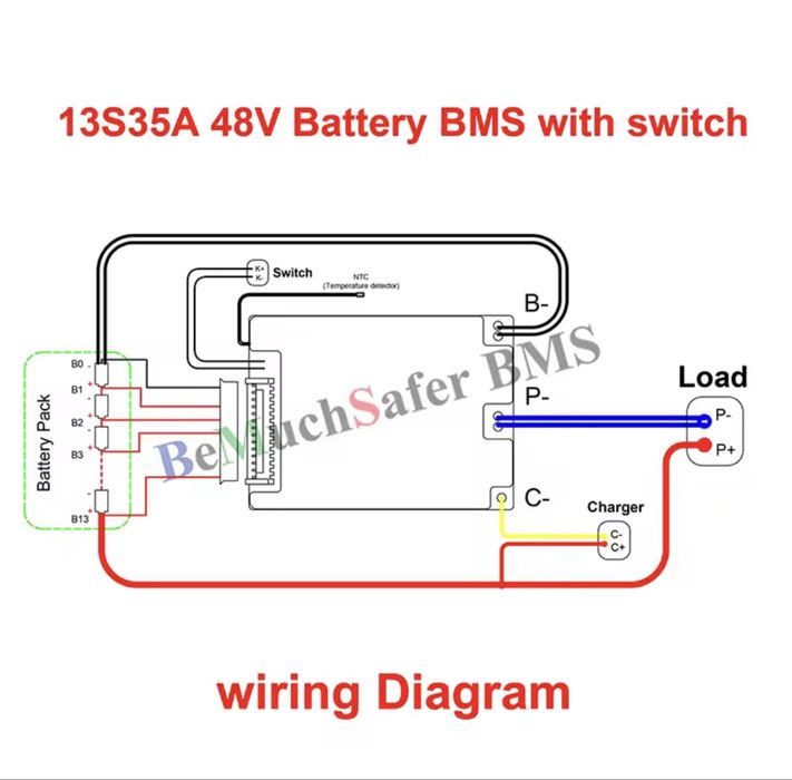 Плата BMS 13s 48v 35a с балансировкой
