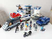 Komisariat policji Playmobil + radiowozy policyjne, łodzie, straż